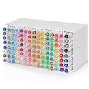 Loghot Marker Storage Organizer Holder 120 Slots for Desk with Removable Divider Art Rack to Markers Pens Colored Pencils Supply (White 120 holes) (ASDF1441)