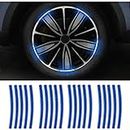 CARIZO 3D Reflective Wheel Tire Rims Stripes Stickers (Pack of 20, Blue) Decals Exterior Accessories Compatible with Mahindra XUV 700