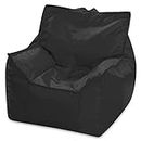 Posh Creations Bean Bag Chair Structured Comfy Seat Use for Gaming, Reading and Watching TV, Newport, Black
