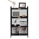 Karl home 4-Tier Black Storage Cabinet with Flip-up PC Doors, Metal Storage Cabinet for Small Spaces, Ideal Cabinet for Kitchen, Appliance and Dish Cabinet, Perfect for Dining Room and Living Room