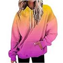 Ceboyel Womens Neon Print Oversized Sweatshirt Drawstring Pullover Sweatshirt Trendy Sweater Tops Fall Fashion Clothes 2023, J04-orange, Large