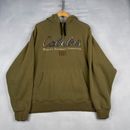 Vintage Cabelas Hoodie Mens 2XL XXL Green Sweatshirt Spellout Hunting Fishing