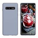Samsung S10 Case, DUEDUE Liquid Silicone Soft Gel Rubber Slim Cover with Microfiber Cloth Lining Cushion Shockproof Full Body Protective Phone Case for Samsung Galaxy S10, Lavender Gray