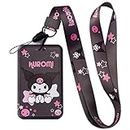 Kuluomi Cute Badge Card Holder with Lanyard and Kuluomi Keychain, ID Credit Card Holder Purse Pouch Card Case Neck Pouch Wallet Durable Card Holder Keychain with Zippers for Students Teens