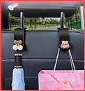 wolpin Car Backseat Headrest Hook/Hanger Universal Durable Organiser for Handbag, Wallets, Keys, Grocery Bags Cherry and Bow Girl (Pack of 2), ABS