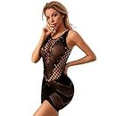 HGMMFZ Women Lace Sexy Lingerie One Piece Fishnets V-Neckline See Through Rhinestone Dress Suitable for Weight 45-65kg 3 Pack Black