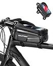 GoldTiger Bike Accessories EVA Hard Shell Bike Frame Bag - Waterproof Mountain Bike Front Top Tube Bag for Phones up to 6.8" with Rain Cover (Top Tube Bag)