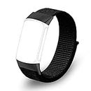 CellFAther Nylon Bands Only Compatible with Fitbit Charge 5, Charge 6 Bands, Soft Breathable Adjustable Replacement Nylon Loop Wristband Sport Strap for Women Men, Black