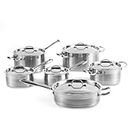 Lagostina’s Commercial Capsule Technology Stainless Steel Kitchen Pots and Pans Set, 12 piece cookware set, Oven and Dishwasher Safe. Induction Safe