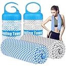 BOGI 2 Pack Cooling Towel, Cooling Towels for Neck and Face Ice Towel for Instant Cooling, Soft Breathable Chilly Towel, Stay Cool for Yoga, Sport, Gym, Camping & More Activities (40"x12", Blue+Grey)