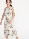 Old Navy Ruffled Cream Floral-Print Waist-Defined Midi Dress for Girls-XL (12)