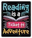 Reading is A Ticket to Adventure |Great Gift Idea|Great Gift Idea|Decal Sticker|2 Pack|5 Inch Stickers|FBAS11096