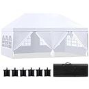HOPERAN Canopy Tent 10x20 Pop Up Canopy Tent with Sidewalls,Outdoor Waterproof Canopy Tents for Backyard Parties,Outside Instant Commercial Enclosed Gazebo Tent with Extra 6 Weight Bags.