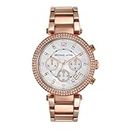 Michael Kors Parker Analog White Dial Gold Band Women's Stainless Steel Watch-MK5491