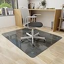 GLSLAND Office Chair Mat, 36" x 46" Grey Tempered Glass Floor Mat for Office Chair on Carpet, 1/5" Thick Computer Floor Mat with 4 Anti-Slip Pads
