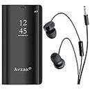 Avzax Semi Transparent Mirror Flip Cover for Apple iPhone 6S Plus (Black) and in Ear Headphone with Mic