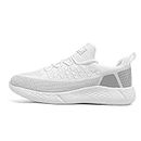 VOSMII Chaussures de Sport Men Sneakers Summer Lightweigh Race Running Shoe Non-Slip Concise Comfort Increase Men Jogging Sports Shoes (Color : White, Size : 42 EU)