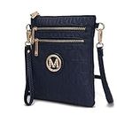 MKF Crossbody Bags for Women, Wristlet Strap ââ‚¬â€œ PU Leather Shoulder Handbag ââ‚¬â€œ Small Crossover Messenger Purse, Navy