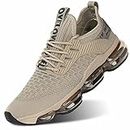 Mens Running Shoes Air Cushion Fashion Trainers Casual Breathable Walking Tennis Gym Athletic Sports Sneakers Zapatos Beige