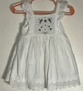 Old Navy Baby Girl 12-18M Dress White Flutter Sleeve Embroidered Flowers Lined