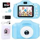 BLUWTE First Camera for Kids,Upgraded Kids Camera Compact for Child Little Hands, Digital Children Camera for Boys Girls,Children Birthday Gifts for 3-9 Year Old Boys with 32GB Memory Card