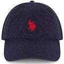 U.S. Polo Assn. Mens Washed Twill Cotton Adjustable Hat with Pony Logo and Curved Brim Baseball Cap, Navy Blue