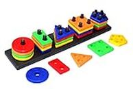 STOFFIER GARTEN Angle Geometric Plastic Blocks, Sorting & Stacking Toys for Toddlers and Kids, Color Stacker Shape Sorter Educational Learning Toy for 1-3 Years Old Boys and Girls,Multicolor