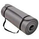 BalanceFrom All-Purpose 1-Inch Extra Thick High Density Anti-Tear Exercise Yoga Mat with Carrying Strap (Gray)