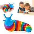 COOLCOLD Kids Toy, Small Slug Fidget Toys, Baby Toys, Sensory Toys for Kids, Clicky Sound Making Toy, Flexible Stretchable Joints Toy for Anxiety, Autism (19 CM, Rainbow)