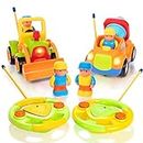 PREXTEX Remote Control Car (2 Pack) Toddler Toys for 3 Year Old Boys & Girls - Truck and Tractor RC Cars for Toddlers - Birthday for 2-3+ Year Old Boys
