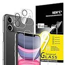 NEW'C Set di 4, 2 x vetro temperato per iPhone 11 e 2 x protezione fotocamera posteriore, anti graffio, senza bolle d'aria, ultra resistente, durezza 9H Glass