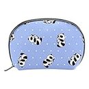 Women Makeup Pouch Girl Cosmetic Bag Kawaii Cute Panda with White Dots Purple Coin Purse Travel Bags for Toiletries with Zipper
