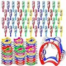Lukmaa 72 Pcs Tambourine for Kids Bulk 36 Pcs Plastic Handheld Tambourine Bells 36 Pcs Cymbals Kids Music Instruments Toys Percussion Rhythm Education Toy Party Favors for Family School(Round)