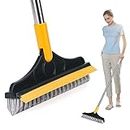 WONDER STAR Bathroom Cleaning Brush with Wiper Tiles Cleaning Brush Floor Scrub Bathroom Brush with Long Handle 120° Rotate Bathroom Floor Cleaning Brush Home Kitchen (2 in 1)