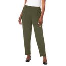 Plus Size Women's Stretch Knit Crepe Straight Leg Pants by Jessica London in Dark Olive Green (Size 18 W) Stretch Trousers