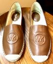 NIB MK Michael Kors Dylyn Espadrille Leather Slip On Luggage Brown 7.5M