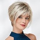Paula Young Beckett WhisperLite Wig Edgy Crop Wig with Wispy Bangs and Graduated Layers/Multi-Tonal Shades of Blonde, Silver, Brown and Red