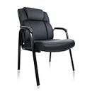 CLATINA Big & Tall 400 lb. Guest Chair, Leather Reception Chairs with Padded Arm Rest for Waiting Room Office Home and Meeting Conference-Black