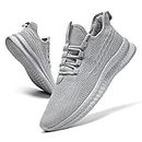 EGMPDA Women Walking Shoes Sport Athletic Sneakers Women Casual Breathable Running Shoes Gym Tennis Slip On Comfortable Lightweight Shoes for Jogging Light Grey US Size 9