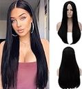Foreign Holics 26" Long Black Straight Heat Resistant Synthetic Wig for Women's Hair | Full Head Natural-Looking Wig, Suitable for all occasions | Easy to Style & Maintain