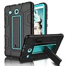 I VIKKLY Case for Galaxy Tab E 9.6 Case, SM-T560 / T561 / T567 Case with Kickstand Three Layer Heavy Duty Shockproof Defender Rugged Protective Case for Samsung Galaxy Tab E 9.6 inch (Blue/Black)