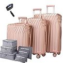 Bosnite Luggage & Travel Gear Suitcase Set - 3-Piece Hard Shell with Stylish Design Travel-Ready Luggage Set - Suitcases with Wheels, Luggage Organizer and Scale (Rose Gold)