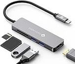 NOVOO Hub USB-C vers HDMI 4K, Lecteur de Carte SD & Micro SD, 2 x USB 3.0, Adaptateur en Aluminium pour MacBook Pro, New MacBook, ChromeBook Pixel, Matebook PC Tablette Type-C