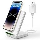JoyGeek Fast Wireless Charger, 10W MAX Wireless Charger Stand for i Phone 15/14/13/12ProMax/Pro/SE/11/X/XR/XS MAX/X/8, Wireless Charging Station Samsung S24/S23/S22/S21/S20/S10+/Note20, with Adapter