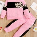 Toddler Girl Clothes, Baby Sweatshirt Leopard Print Long Sleeve Tops Pants Set 2 Pcs For Kids 12 Months - 5 Years Old