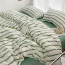 Green Stripe Series Printed Soft Bedding Set Duvet Cover Bedclothes Bedspread Pillowcases Flat