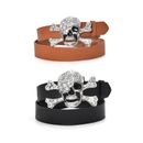 Skull Buckle Belts for Woman Man Luxurious Belt for Coat Jeans Cowboy Cowgirl
