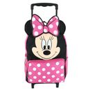 New Disney Kids' 14 Inch Big Face Minnie Mouse Rolling Backpack