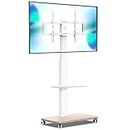 FITUEYES Universal Mobile TV Stand, Rolling TV Cart for 32-70 inch Flat Curved Screen TVs up to 88lbs, Floor TV Stand Trolley with Adjustable Height for Home Office, Max VESA 600x400(White)