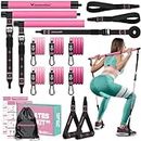 Pilates Bar Kit with Resistance Bands, Multifunctional Yoga Pilates Bar with Heavy-Duty Metal Adjustment Buckle for Women & Men, Home Gym Pilates Resistance Bar Kit for Full Body Workouts